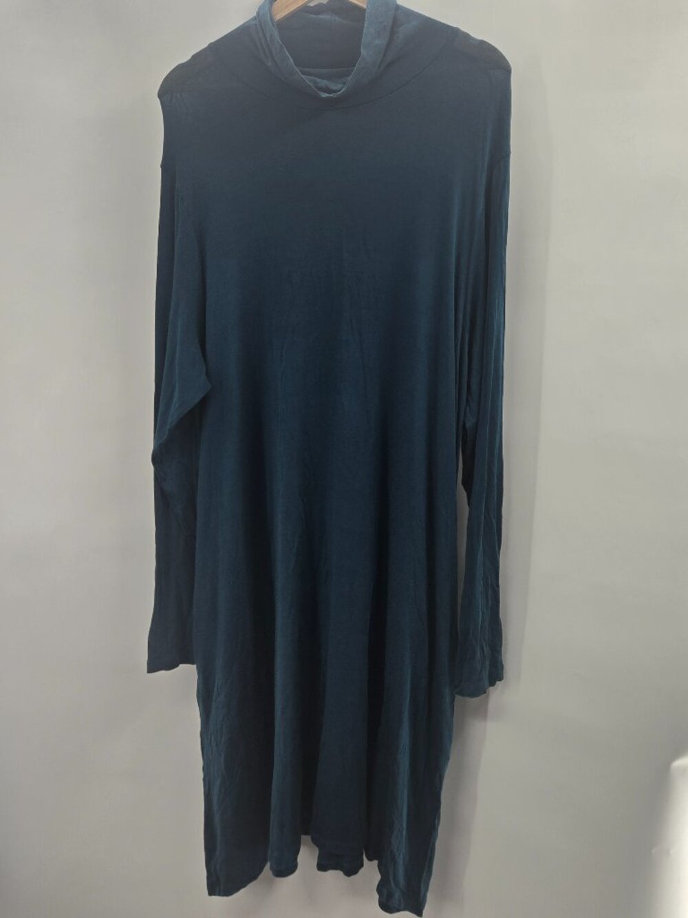 Gudrun Sjödén Lyocell Turtleneck Blue Tunic Lagenlook Midi Dress Size XL